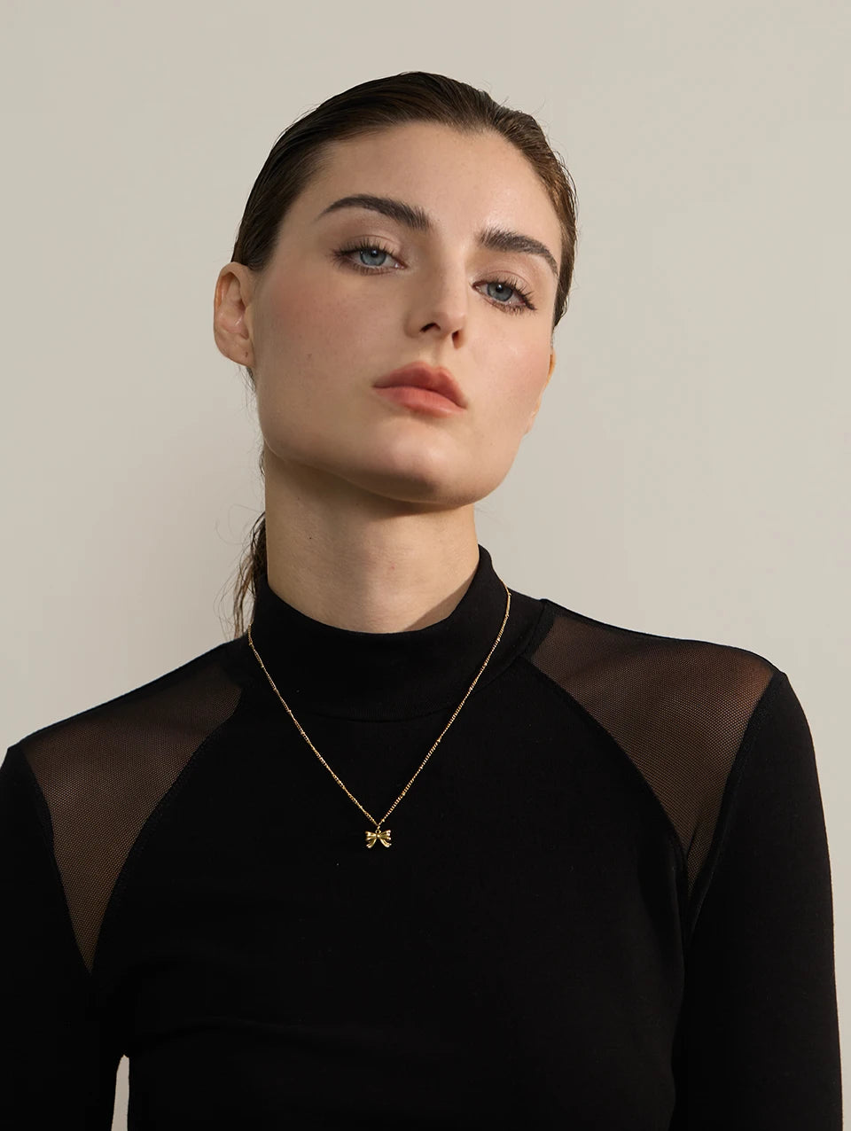Yhpup Fashion Women's Stainless Steel Bowknot Popular Daily Necklace Pendant 18K Gold PVD Plated Elegant Jewelry Ornaments Gift