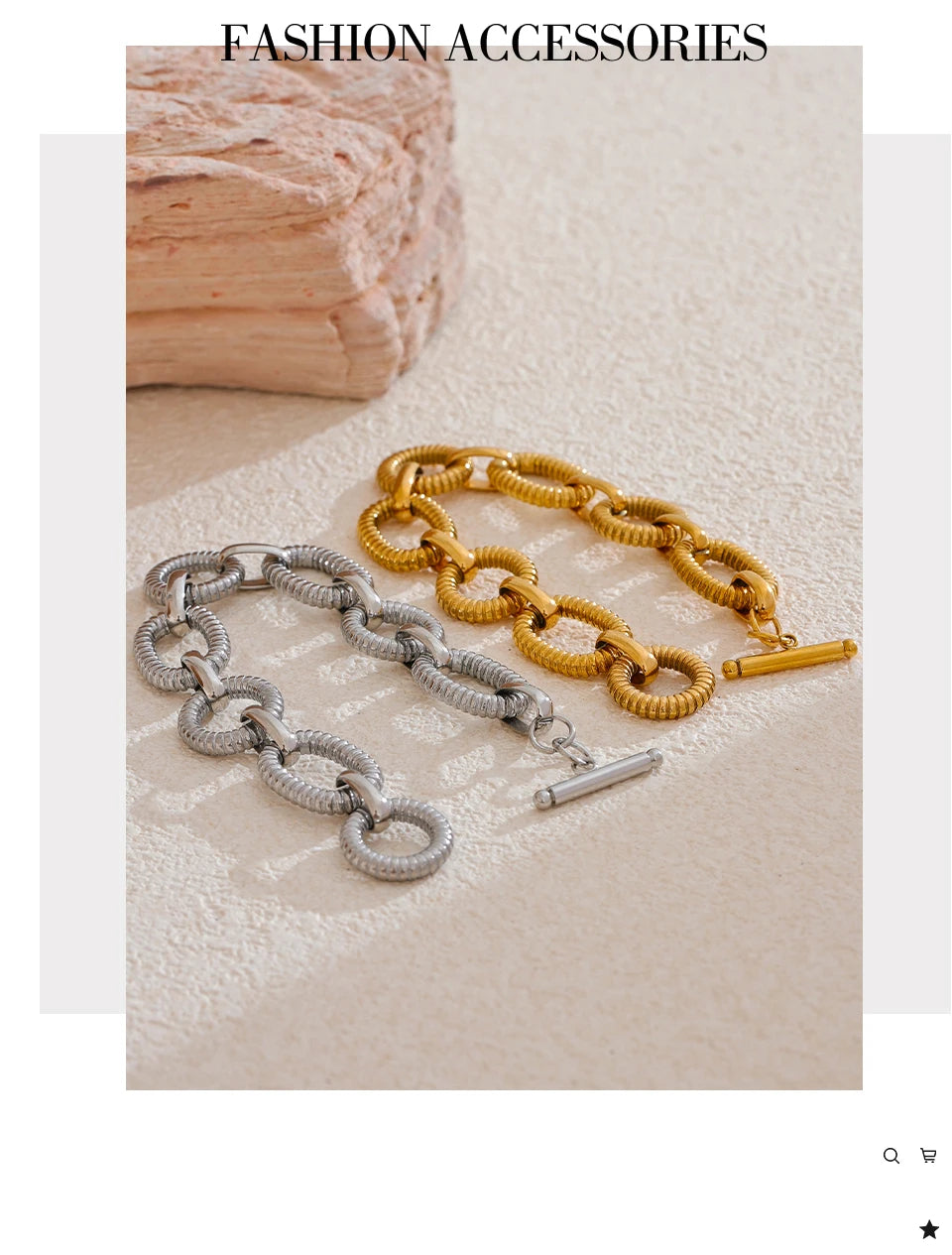 Yhpup 316L Stainless Steel Metal Texture Oval Chain Bracelet Bangle Men Women 18K PVD Plated Toggle-Clasps Statement Jewelry