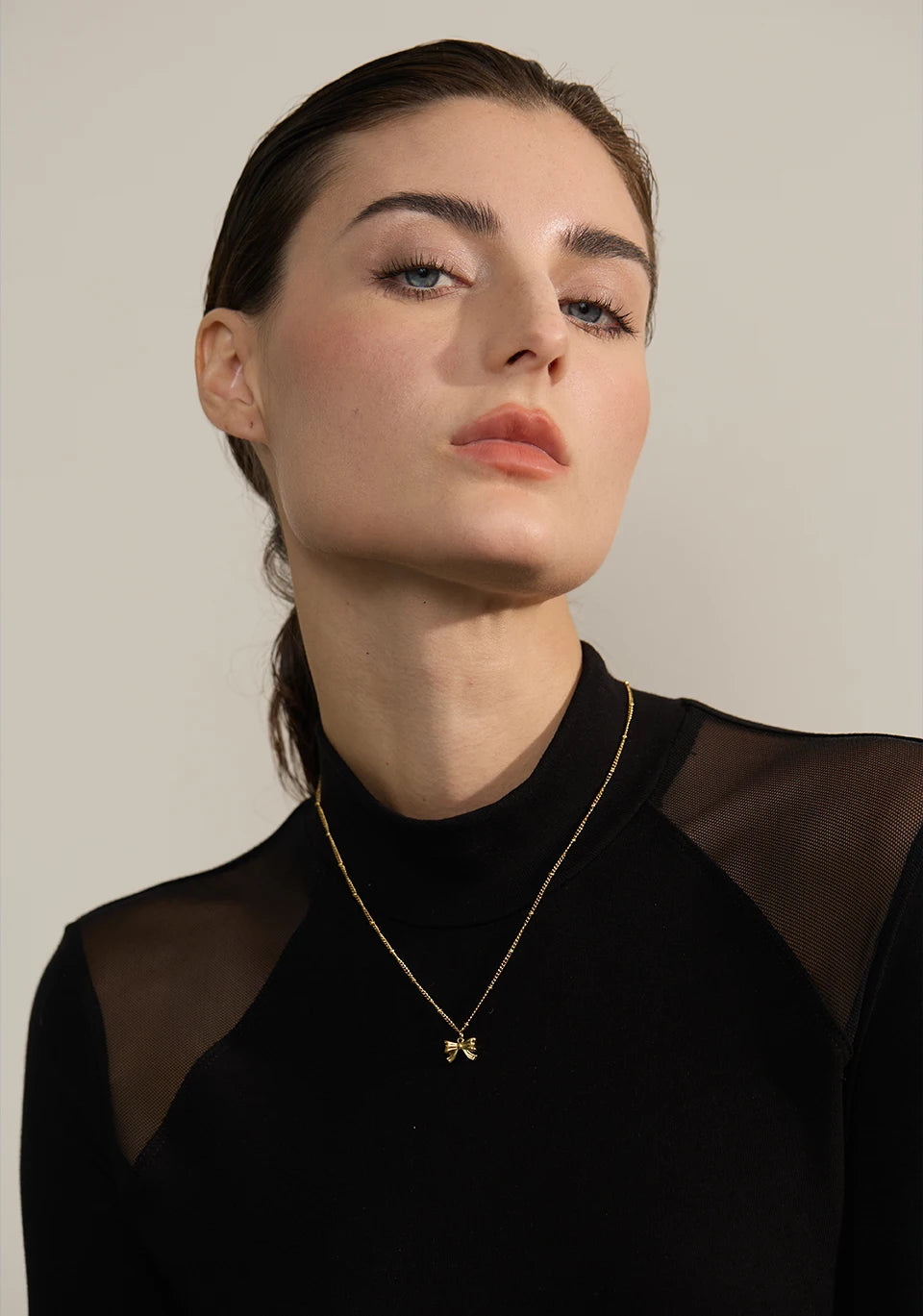 Yhpup Fashion Women's Stainless Steel Bowknot Popular Daily Necklace Pendant 18K Gold PVD Plated Elegant Jewelry Ornaments Gift