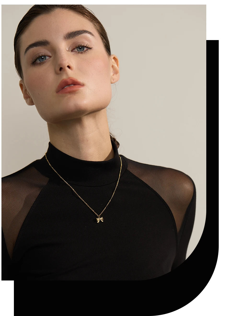 Yhpup Fashion Women's Stainless Steel Bowknot Popular Daily Necklace Pendant 18K Gold PVD Plated Elegant Jewelry Ornaments Gift