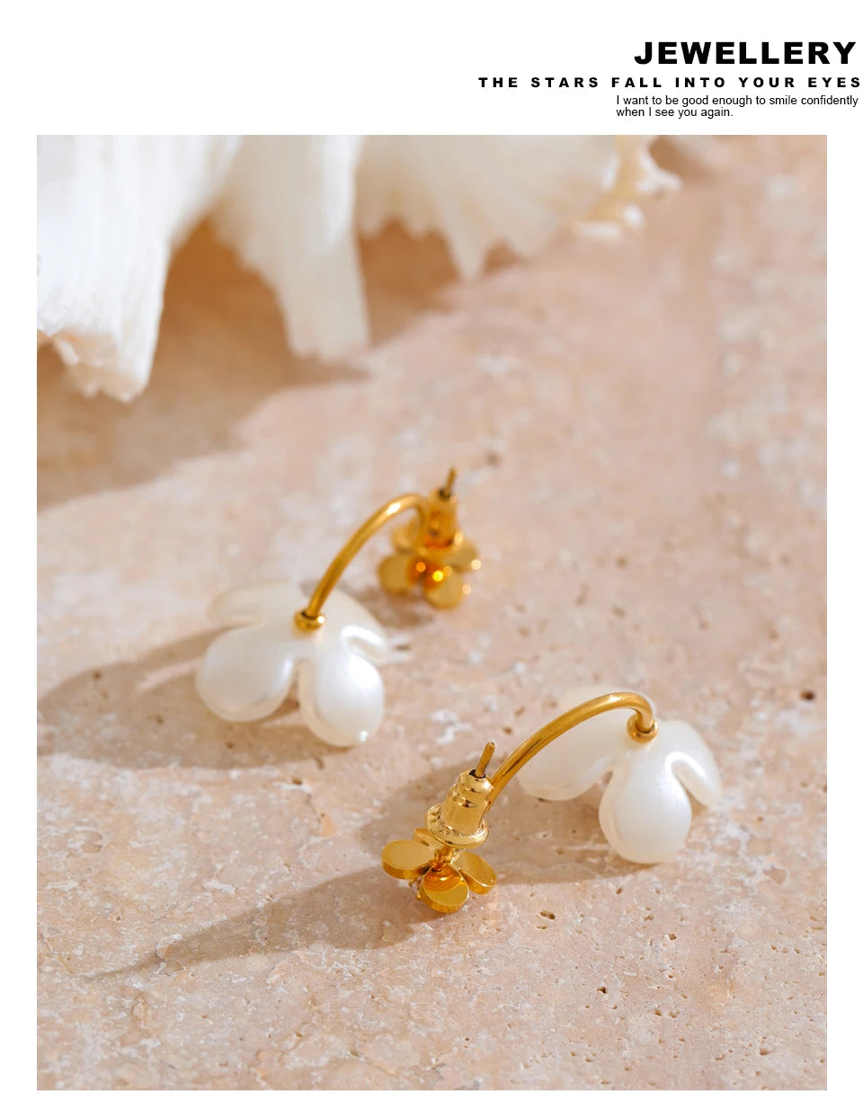 Yhpup Stainless Steel Korean Style 2024 Elegant Simulated Pearls Resin Flower Zircon Golden Stud Earrings Daily Fairy Jewelry