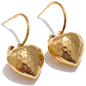 Yhpup 316L Stainless Steel Heart Hollow Love Hammer Drop Earrings for Women Anti Allergic Metal Comfortable Charm Daily Jewelry