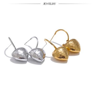 Yhpup 316L Stainless Steel Heart Hollow Love Hammer Drop Earrings for Women Anti Allergic Metal Comfortable Charm Daily Jewelry