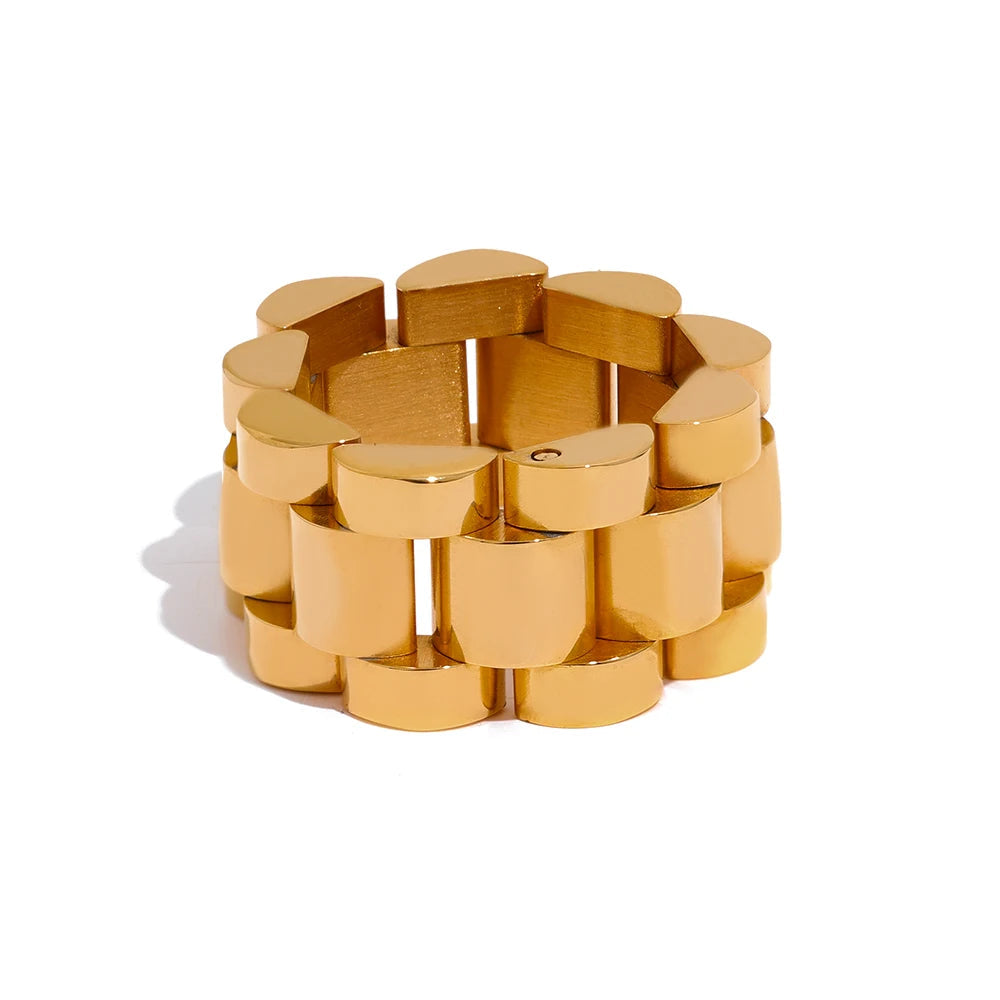 Gold chain bracelet on a white background