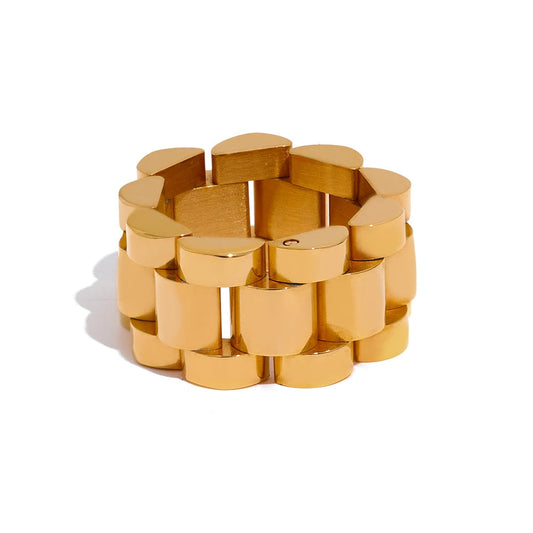 Gold chain bracelet on a white background