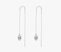 Silver earrings with crystals on a white background